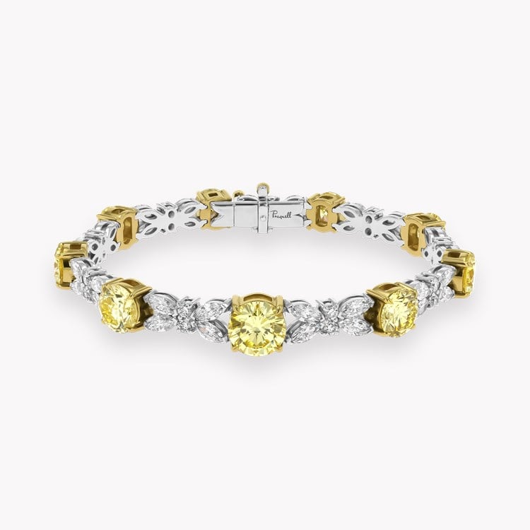 Masterpiece Brilliant Cut 14.85ct Fancy Yellow Diamond Bracelet   in Platinum and 18ct Yellow Gold