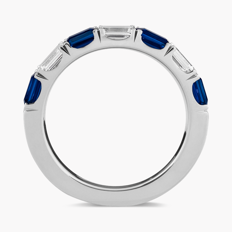 Emerald Cut 1.35ct Sapphire and Diamond Half Eternity Ring Emerald Cut, Claw Set_3