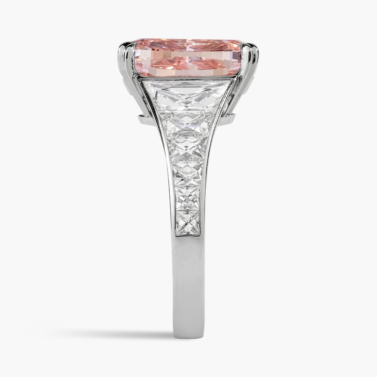 Masterpiece Pragnell Setting 6.08ct South Africa Fancy Orangy Pink Diamond Ring Cushion & French Cut, Claw Set_4