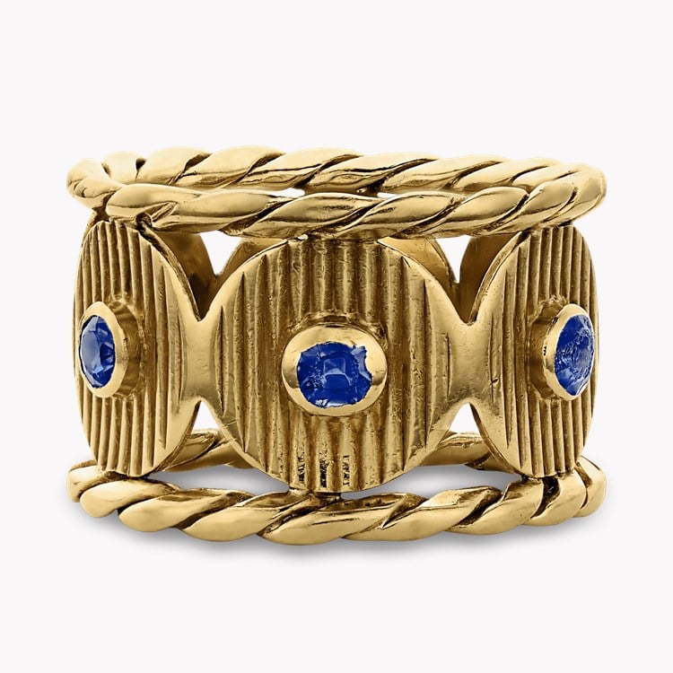Boucheron vintage sapphire ring Brilliant Cut, Rubover Set_2