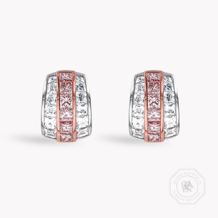 Manhattan 2.25ct Diamond and Pink Diamond Earrings   in Platinum and 18ct Rose Gold