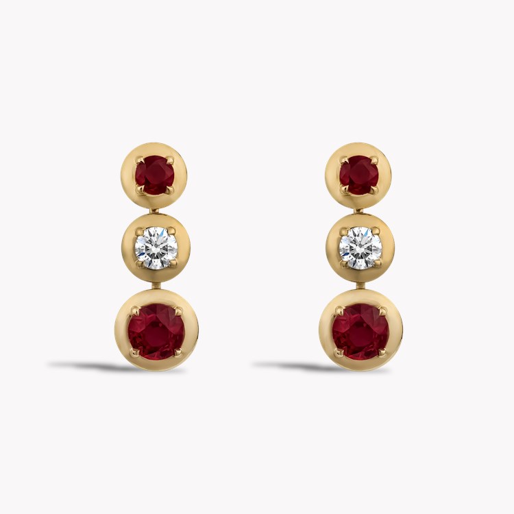 Skimming Stone 3.54ct Ruby and Diamond Earrings Brilliant cut, Claw set_1