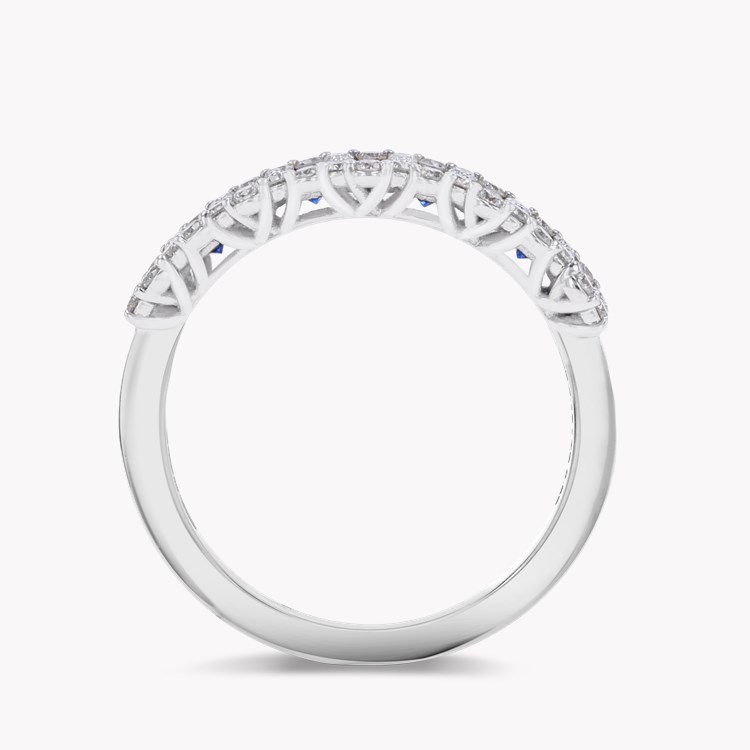 Brilliant Cut Sapphire and Diamond Ring Brilliant Cut, Half Eternity, Claw Set_3