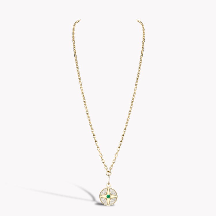 Emerald (May) and Diamond Pendant Charm Brilliant Cut Claw Set_4
