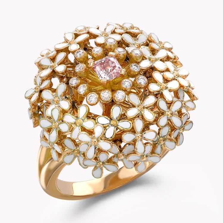 Wildflower Parsley Pink Diamond Ring 0.17CT in Yellow Gold Cushion Cut, Claw Set_1