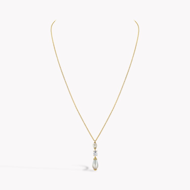 Natural Pearl and 1.00ct Diamond Drop Pendant Cushion Cut, Claw Set_2
