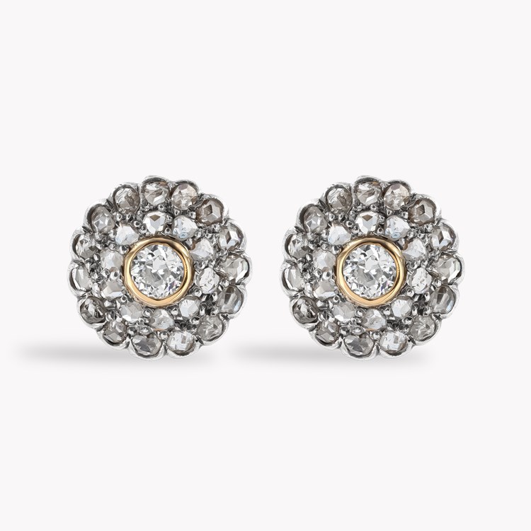 Victorian Old and Rose Cut Diamond Stud Earrings Old European & Rose Cut, Rubover Set_1