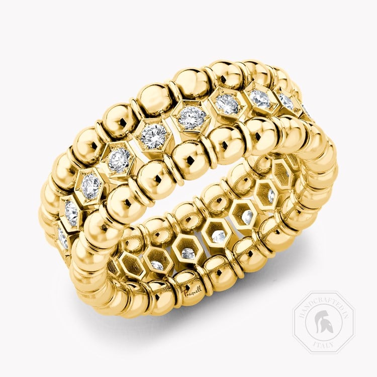 Bohemia 0.73ct Diamond Expandable Three Row Ring   in 18ct Yellow Gold