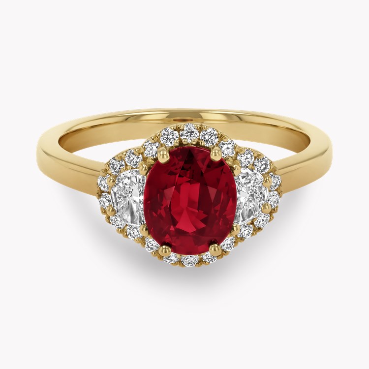 Mozambique 1.41ct Vivid Red Ruby and Diamond Cluster Ring Oval Cut, Rubover Set_2