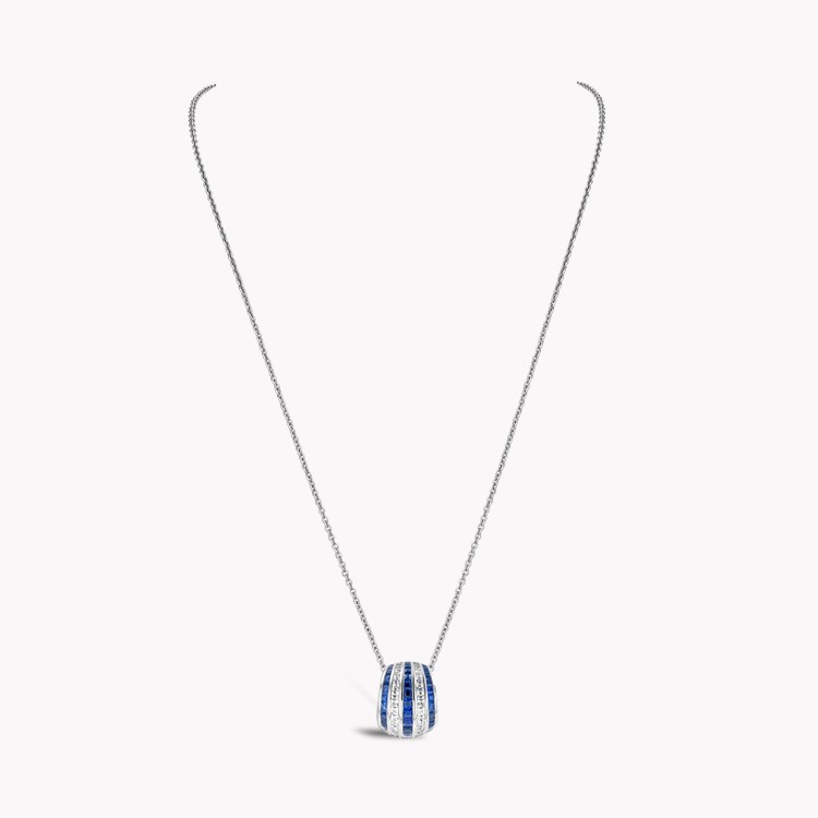 Manhattan 0.98ct Five Row Sapphire and Diamond Pendant Carre Cut, Channel Set_2