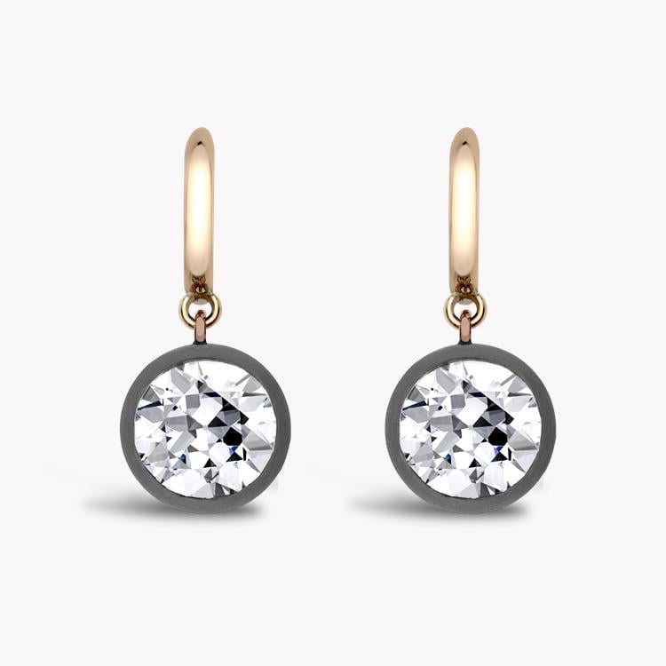 Diamond Drop Hoop Earrings 4.15CT in Rose Gold & Silver Brilliant Cut, Brilliant Cut Diamond Surround_2