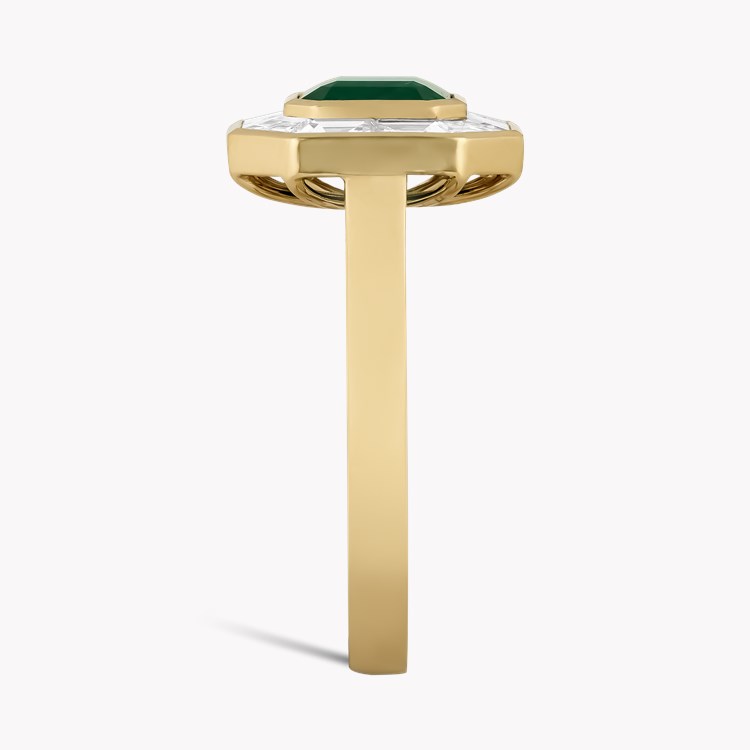 Octagonal Cut 1.50ct Emerald and Diamond Ring Octagonal & Trapezoid Cut, Rubover Set_4