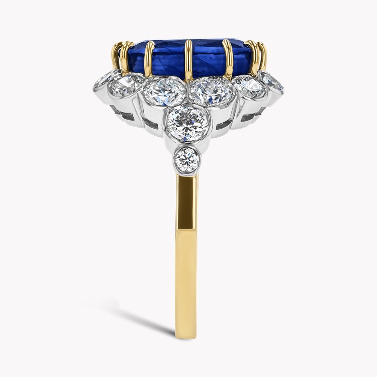 Oval Cut 6.63ct Sapphire and Diamond Cluster Ring Oval & Brilliant Cut, Claw Set_4