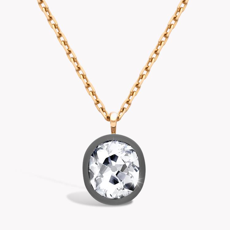 7.28ct Old Cut Diamond Pendant   in Silver and Rose Gold Old and Brilliant Cut, Rub Over and Claw Set_1