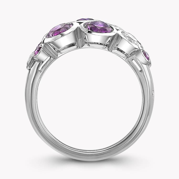 Bubbles Amethyst and Diamond Cocktail Ring 2.18CT in White Gold Brilliant Cut, Rubover Set_3