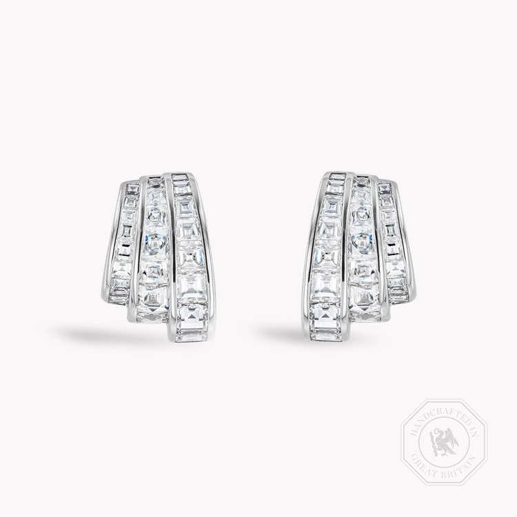 Manhattan 2.26ct Three Row Fan Diamond Earrings      in 18ct White Gold