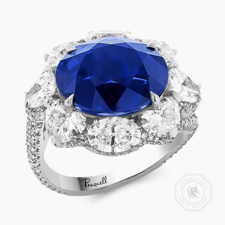 Masterpiece 9.17ct Sri Lankan Royal Blue Sapphire and Diamond Ring Oval, Pear & Heart Cut, Claw Set_1