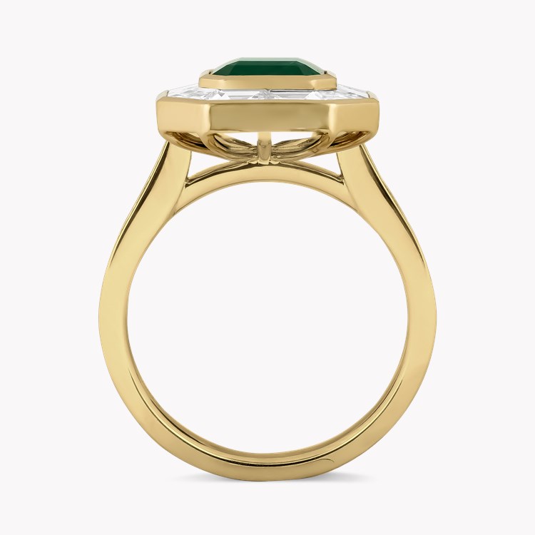 Octagonal Cut 1.50ct Emerald and Diamond Ring Octagonal & Trapezoid Cut, Rubover Set_3