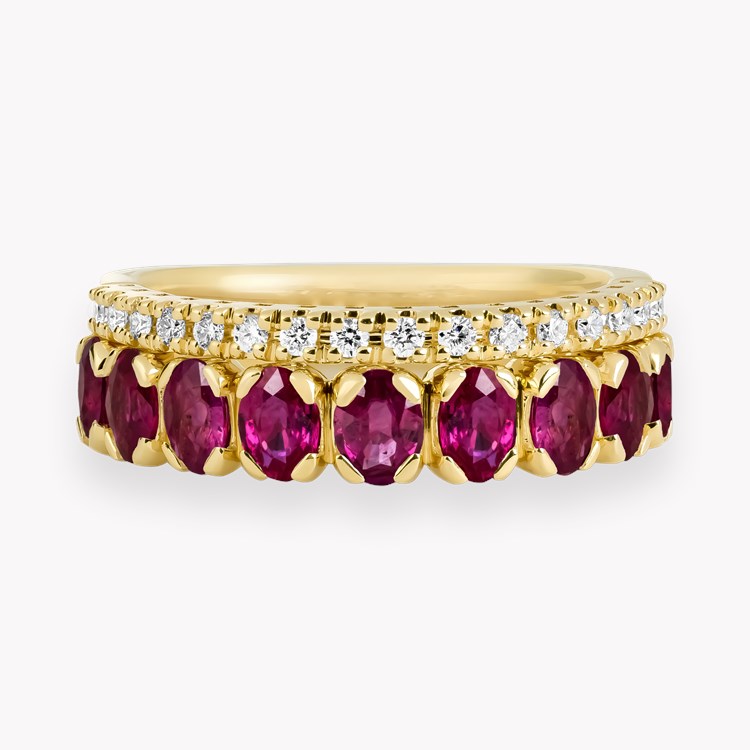 Oval Cut 1.70ct Ruby and Diamond Half Eternity Ring Oval Cut, Claw Set_2