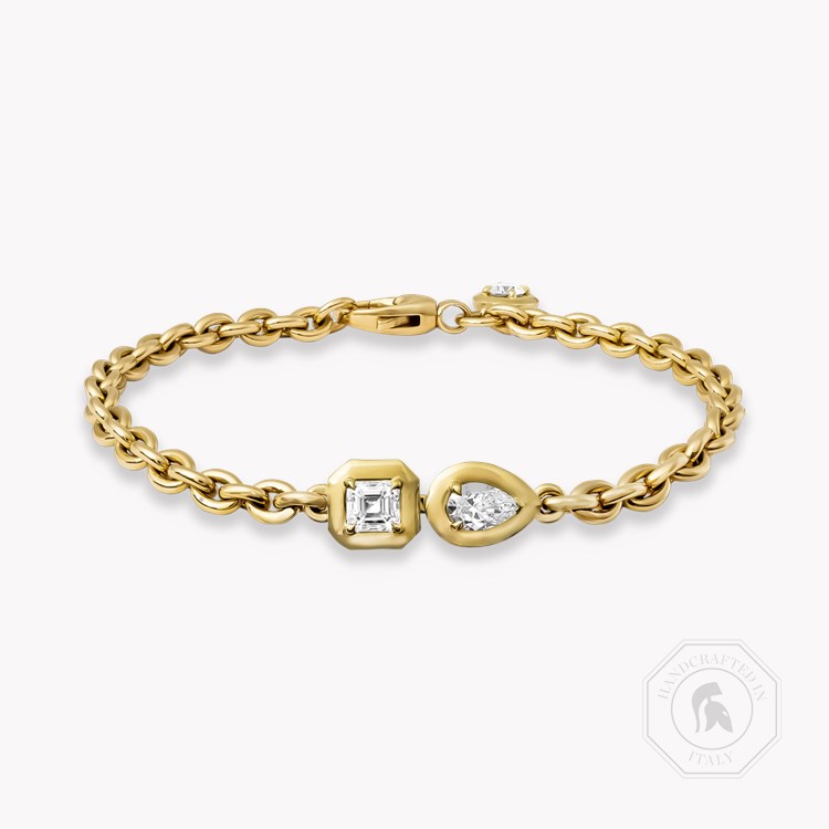 Skimming Stone 1.25ct Diamond Toi et Moi Chain Bracelet   in 18ct Yellow Gold