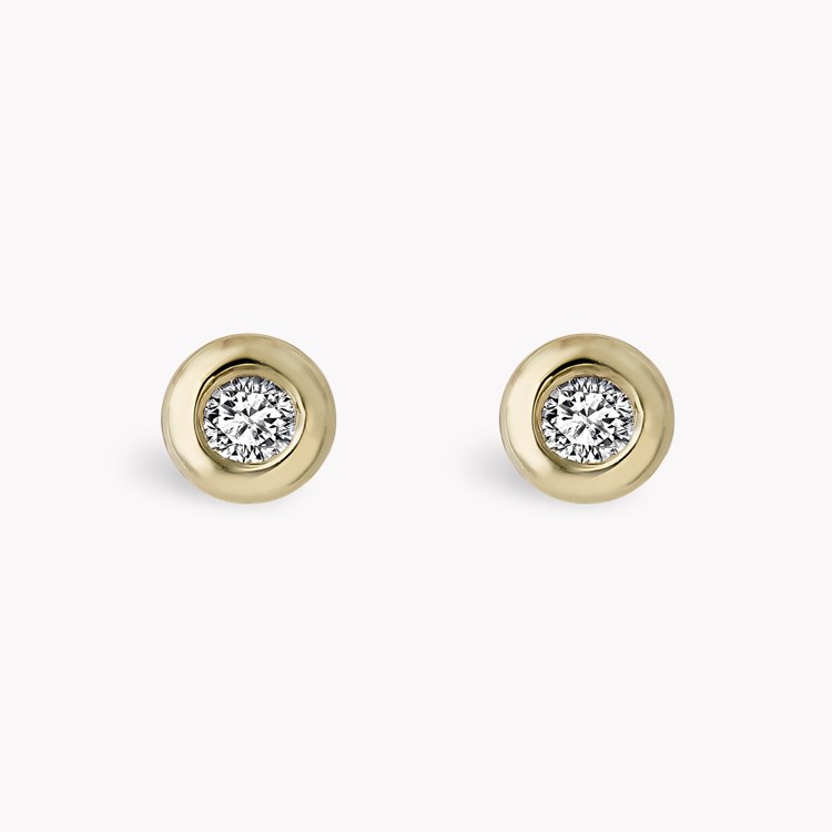 RockChain Two Stone Diamond Stud Earrings Brilliant Cut, Rubover Set_1
