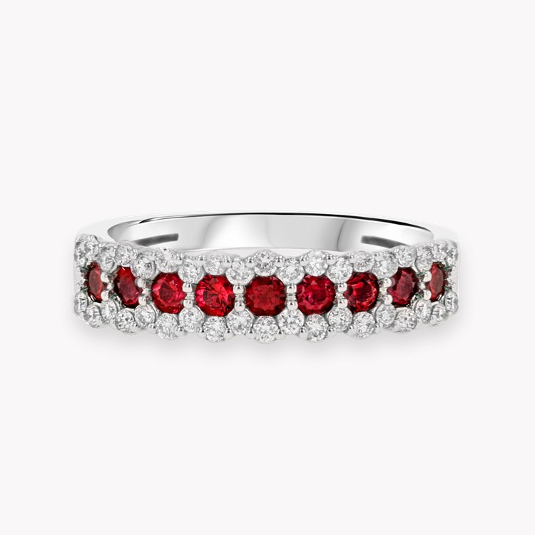 Ruby and Diamond Eternity Ring Brilliant Cut, Half Eternity, Claw Set_2