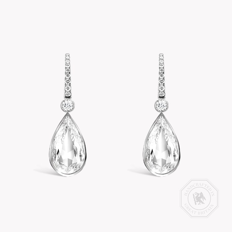Masterpiece Pear Shaped 6.08ct Type IIA Diamond Drop Earrings Pear Shape, Rubover Set_1