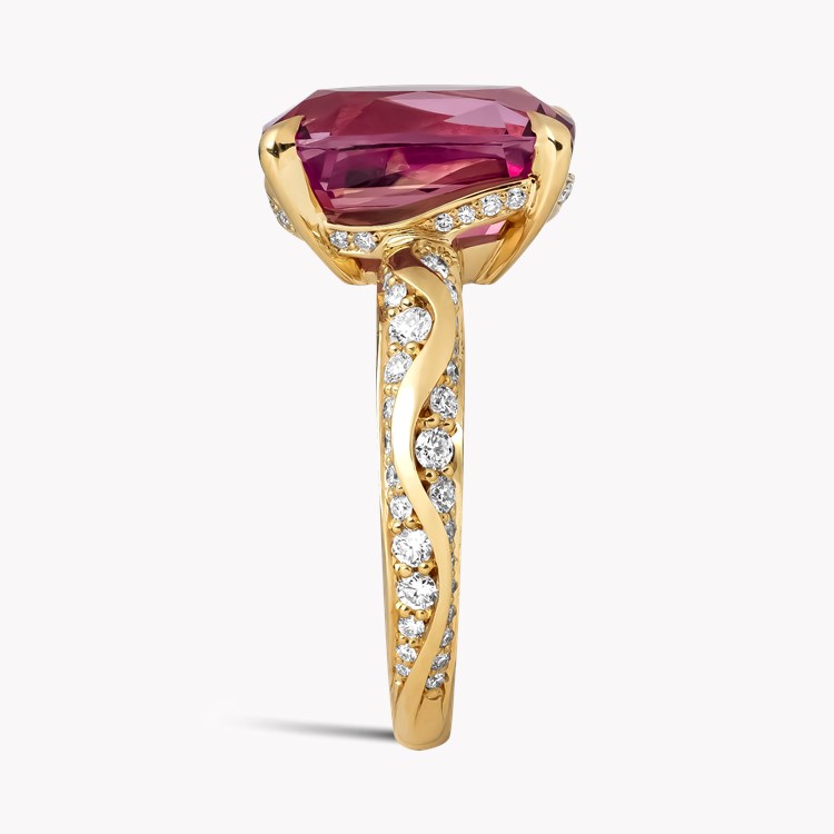 Cushion Cut 7.12ct Kitulo Garnet and Diamond Ring Modern Cushion Cut, Claw Set_4