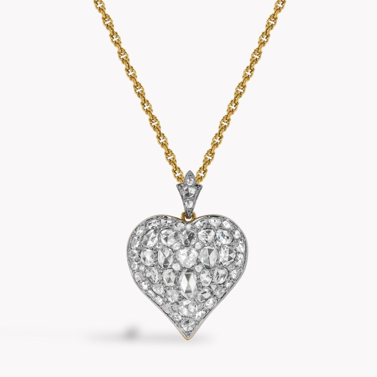 Edwardian Rose Cut Diamond Heart Pendant Rose Cut, Pave Set_1
