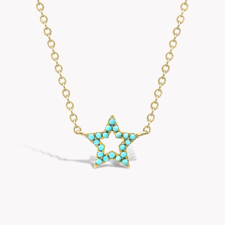 Rosa De La Cruz Star Turquoise Necklace 0.12CT in Yellow Gold Round, Grain Set_2