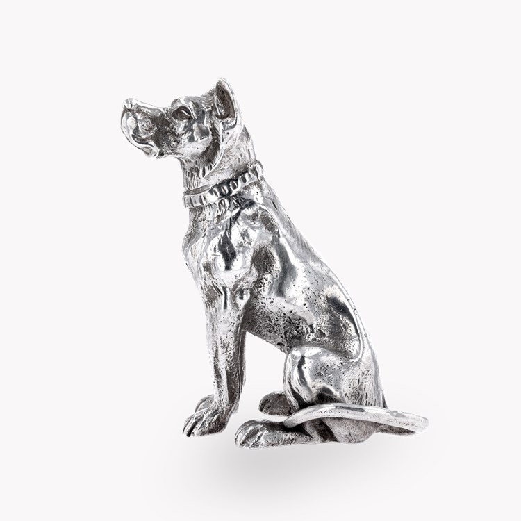 Edward VII Silver Great Dane Dog Ornament Hallmarked Chester 1902_2