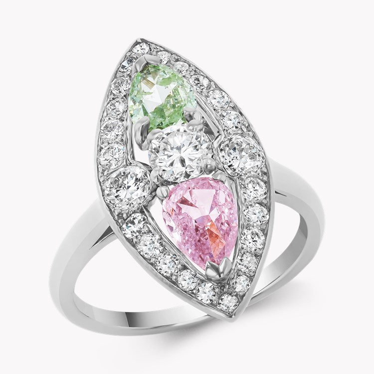 Art Deco Cartier Pear Shaped Fancy Coloured Diamond Ring Pear Shaped, Claw Set_1