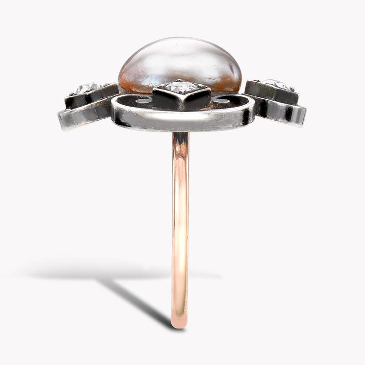 Belle Époque Natural Pearl Ring Natural Pearl Cluster Ring, with Diamond Surround_4