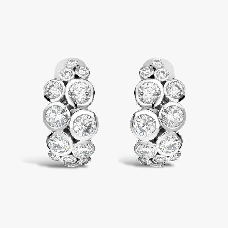 Bubbles Diamond Hoop Earrings Brilliant Cut. Rubover Set_2