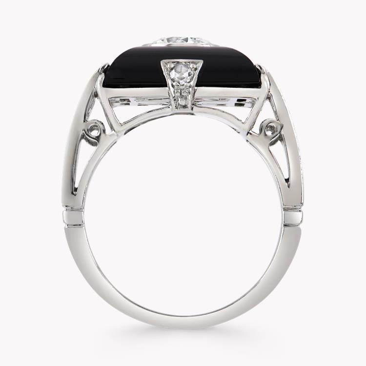 Diamond & Onyx Ring 1.01CT in Platinum Brilliant Cut Cocktail Ring, with Onyx Surround_3