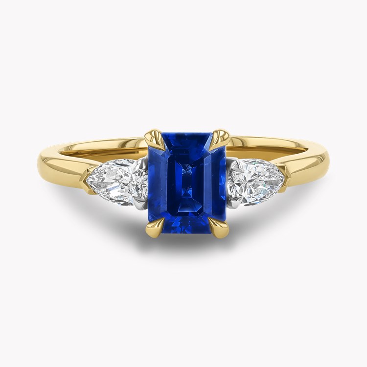 Octagonal Cut 1.20ct Sapphire and Diamond Ring Octagonal & Pear Cut, Claw Set_2