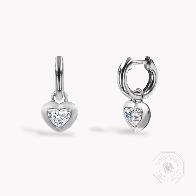Skimming Stone Heart Shaped 1.00ct Diamond Drop Earrings Heart Shape, Claw Set_1