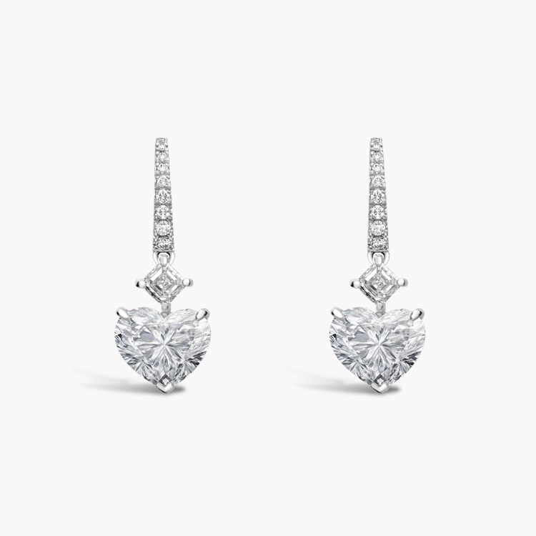 Heart Shaped 4.07ct Diamond Drop Earrings Heart Shaped, Claw Set_1