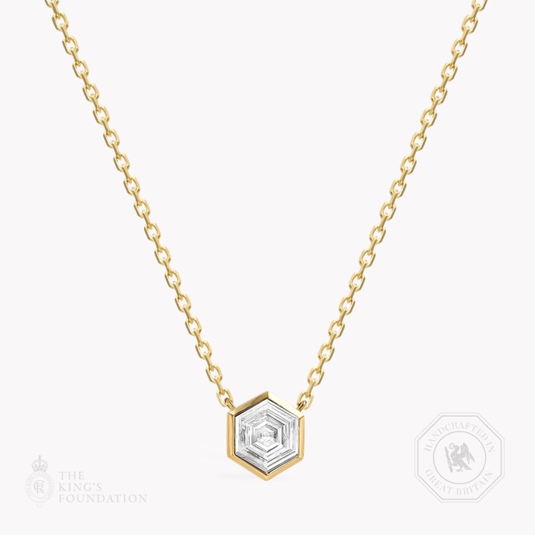 Honeycomb Diamond Solitare Pendant   1.01ct in 18ct Yellow Gold