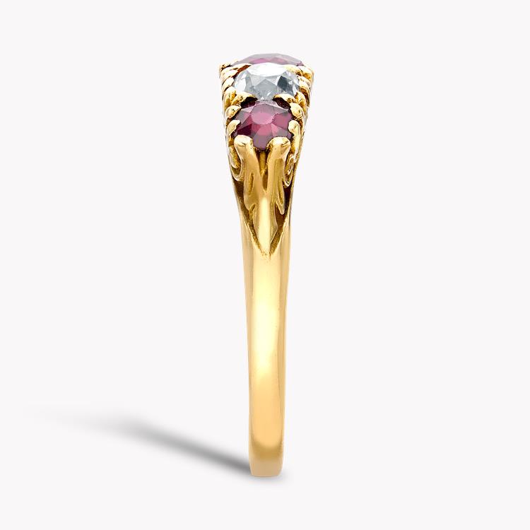 Diamond And Ruby Ring in Yellow Gold Oval Cut Five Stone Ring_4
