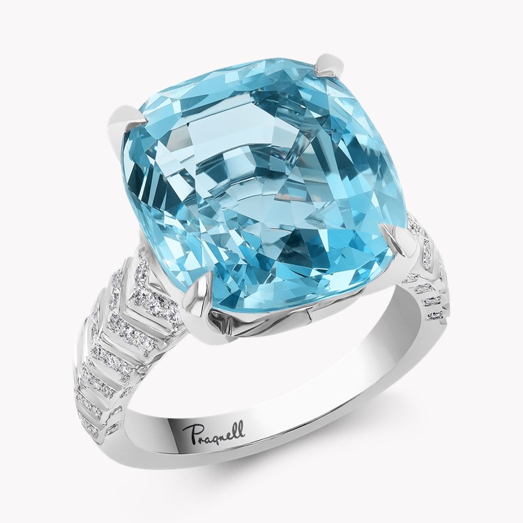 Lukusuzi 12.70ct Aquamarine and Diamond Ring   in Platinum