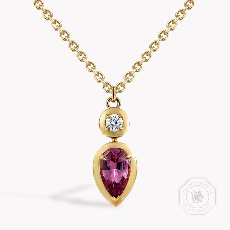 Skimming Stone 2.66 Kitulo Garnet and Diamond Pendant Pear Shaped & Brilliant Cut , Claw Set_1