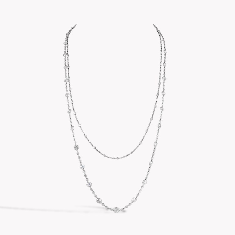 Edwardian Old Cut 18.50ct Diamond Chain Necklace   in Platinum