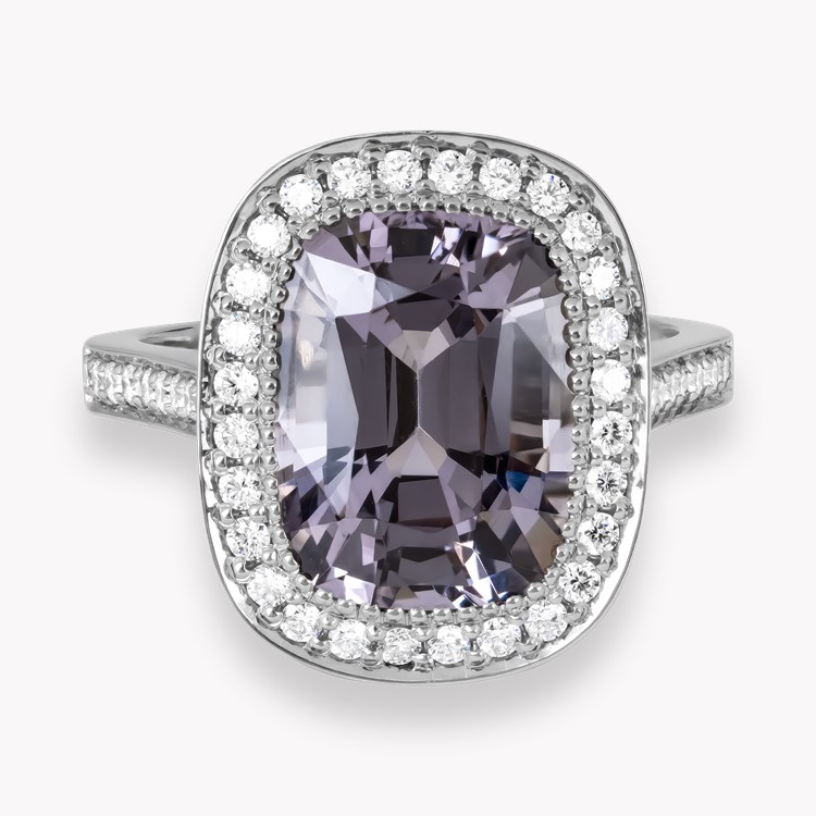 Cushion Cut 5.08ct Burma Spinel and Diamond Ring Modern Cushion Cut, Claw Set_2