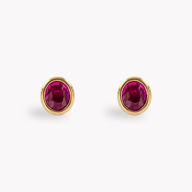 Oval Cut 1.30ct Pink Sapphire Stud Earrings Oval Cut, Rubover Set_1