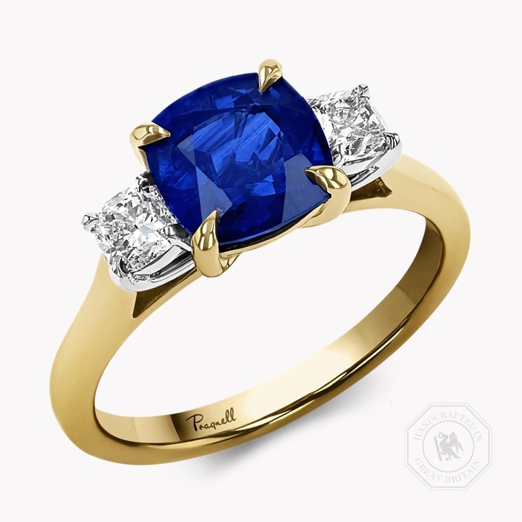Cushion Cut 2.56ct Madagascan Sapphire and Diamond Ring Cushion Cut, Claw Set_1