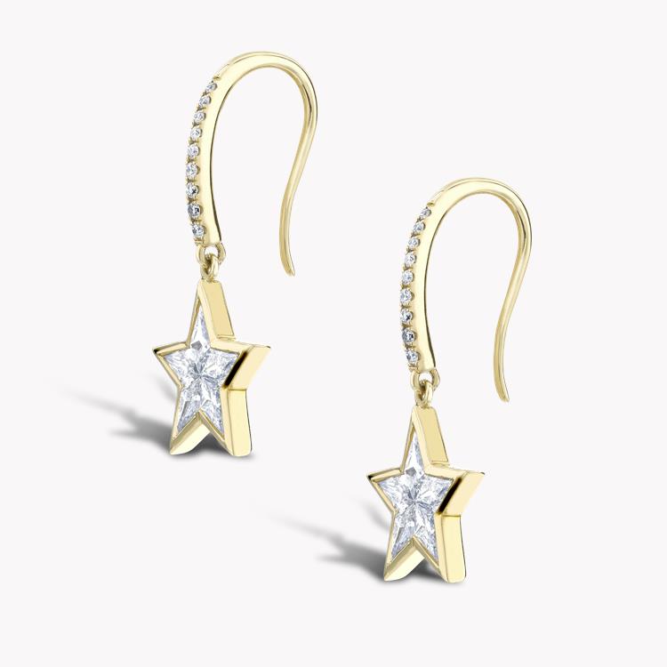 RockStar Diamond Drop Earrings 1.01CT in Yellow Gold Kite Cut, Rubover Set_2