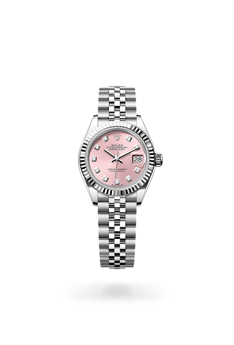 Lady-Datejust, Oyster, 28 mm, Oystersteel and white gold