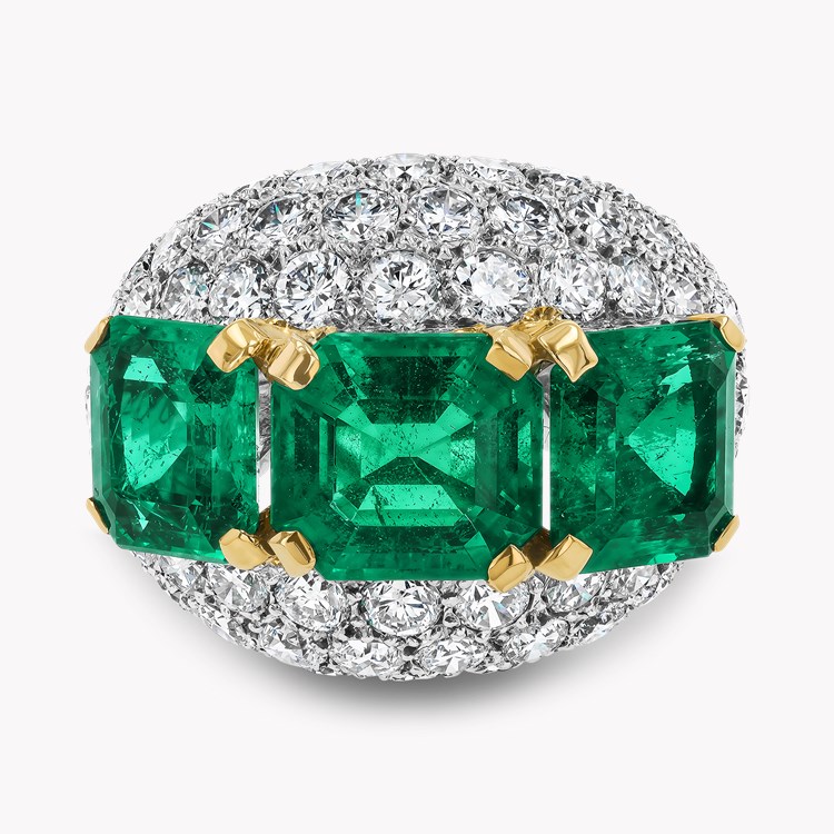 Retro Cartier 7.991ct Colombian Emerald and Diamond Bombé Ring Octagonal Cut, Claw Set_2