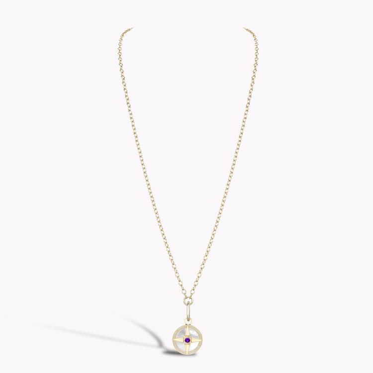 Amethyst (February), Mother of Pearl and Diamond Pendant Charm Brilliant Cut, Rubover & Claw Set_4